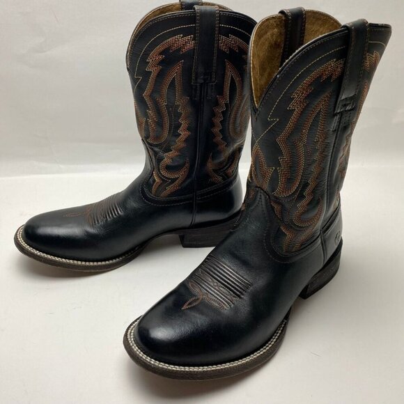 ARIAT Mens Circuit Competitor Round Toe Black Brown Detail Boots Size 9.5 - Picture 2 of 10